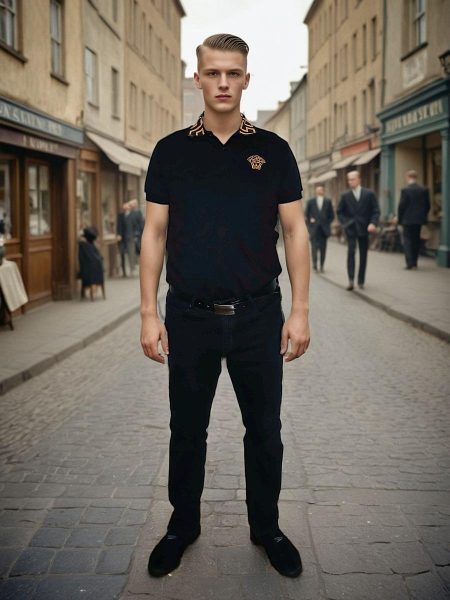 Gianni Versace premium black casual streetwear polo shirt for men