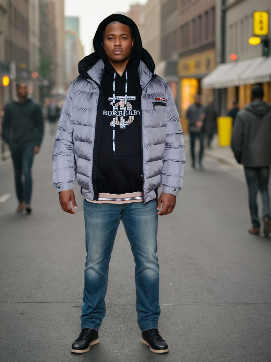 Prada premium gray winter jacket for men - luxury streetwear fashion