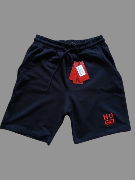 Premium black embroidered shorts Hugo Boss, luxury summer wear