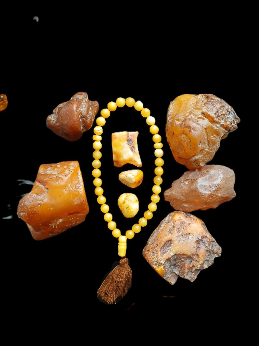 Hand-carved Baltic amber Allah prayer beads (Misbaha, Subha, Tasbih) with natural aroma and healing properties
